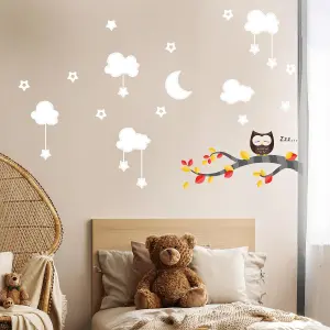 Walplus Combo Kids - Owl Night Sleeping Wall Stickers -PVC