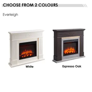 FLAMME Everleigh Electric 110cm / 43" Fireplace Suite Multiple Colour Options Avaliable (WHITE)