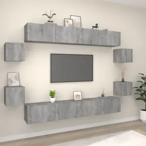 Berkfield 8 Piece TV Cabinet Set Grey Sonoma Engineered Wood