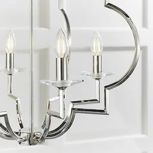 Luminosa Garland 4 Light Ceiling Pendant Polished Nickel & Clear Crystal Glass, E14