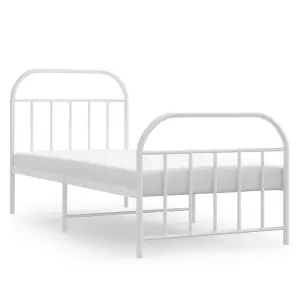 Berkfield Metal Bed Frame with Headboard and Footboard White 90x200 cm