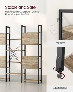 VASAGLE Bookcase, Bookshelf with 14 Shelves, Metal Frame, Shelf Unit for Living Room, Home Office