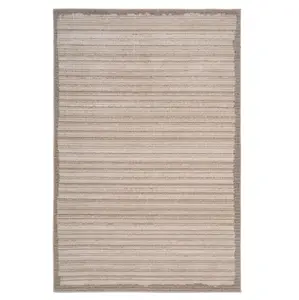 Neutral Beige Distressed Striped Soft Living Area Rug 240x330cm