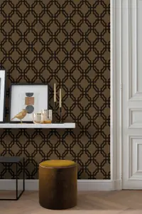 Galerie Luxe Brown Trellis Smooth Wallpaper