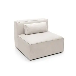 Doris Armless Chair Module in White  Cord Chenille