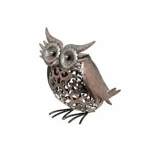 Solar Powered Metal Owl Scroll Light Animal Silhouette Lamp Outdoor Garden Decor