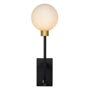 Lucide Berend Classic Wall Light Bathroom Tall - 1xG9 - IP44 - Black