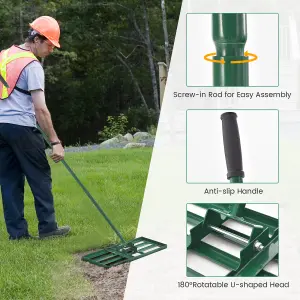 Costway 75 cm Lawn Leveling Rake Heavy Duty Metal Lawn Flat Rake w/ Handle