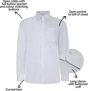 5XL Bigdude Classic Long Sleeve Poplin Shirt White - 5XL