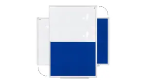 ALLboards Combination Board 2 in 1 Whiteboard & Blue Felt Board with Aluminium Frame 60x40cm, Pin Board Magnetic Board