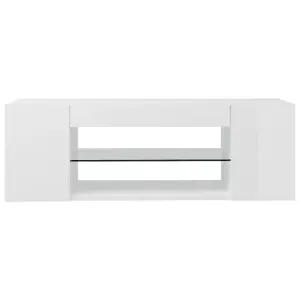 vidaXL TV Cabinet with LED Lights High Gloss White 90x39x30 cm