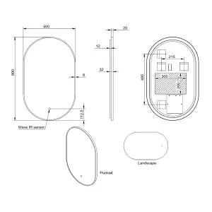 UK Home Living Avalon - PRICE REDUCED -Tablet Mirror Black Frame 500x800