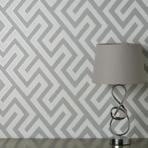 Larson Geometric Grey & Silver Wallpaper FD43071