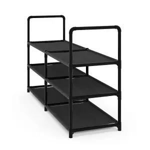 3-Tier Large Open-Style Shoe Rack in Black, Assembly Required