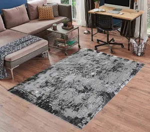 Serenity Modern Abstract Acrylic Contemporary Area Rugs Black 80x150 cm