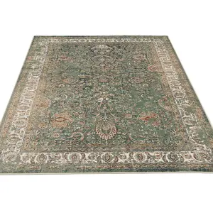 Green Cream Bordered Traditional Distressed Rug 160x230cm