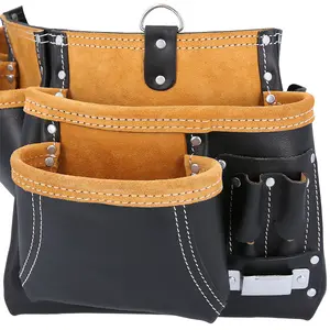 TOUGH MASTER Leather Tool Belt Apron Multi Pocket with Hammer Loop & Nail Pouch (TM-063LP)