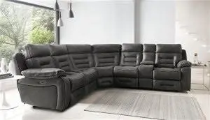 Tech Sofa Large Corner Power Recliner Sofa - Series One, Charcoal / Large Console Left