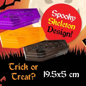 Halloween Sweet Bowl - Skeleton Coffin Box With Lid Scary Halloween Purple