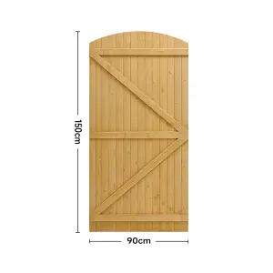 150cm H Semi Braced Arch Top Strong Wooden Garden Gate with Latch