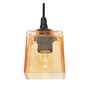 Luminosa Santos Straight Bar Pendant Ceiling Light Black, Transparent, Amber, Smokey 60cm