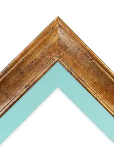 Scandi Gold Frame with Blue Mount for Image Size 14 x 8 Inch