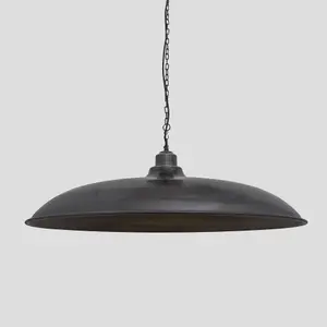 Industville Brooklyn Giant Bowl Pendant, 24 Inch, Pewter, Pewter Chain Holder