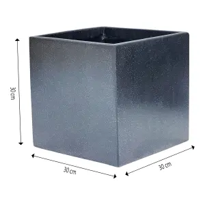 Verve Dark grey Dark grey Square Planter (H)30cm (W)30cm