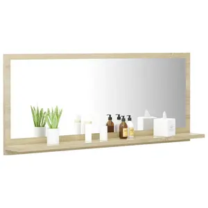 Dorlene Framed Wall Mounted Bathroom Mirror Sonoma Oak / 90 cm