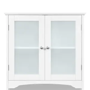 Yaheetech White Freestanding Bathroom Storage Cabinet with Glass Door