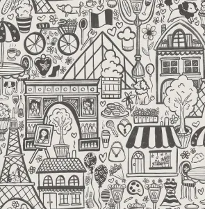 NuWallpaper NUS4859 Oui Paris Peel & Stick Wallpaper, Charcoal