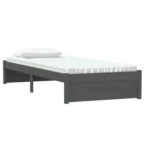 Berkfield Bed Frame Grey Solid Wood 75x190 cm Small Single