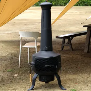 Large 137cm Tall Garden Patio Chiminea Wood Log Burner Fire Pit BBQ Grill Heater