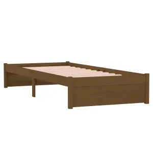 Berkfield Bed Frame Honey Brown Solid Wood 75x190 cm Small Single