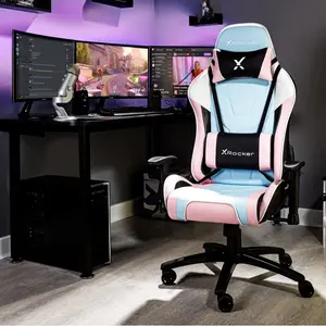 X Rocker Adjustable Ergonomic Faux Leather Swiveling PC & Racing Game Chair Pink/Blue