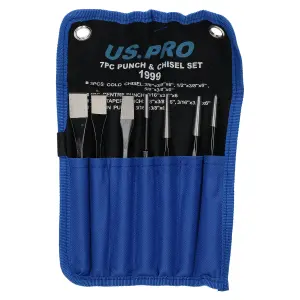 7pc Punch And Chisel Set With Taper Pin Cold Chisels and Centre Punch