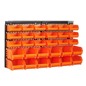 VonHaus Workshop Storage - 30pcs Wall Mount Storage Organiser Bin for Tool Shed, Garage and Workshop - Wall Organiser Storage Bins