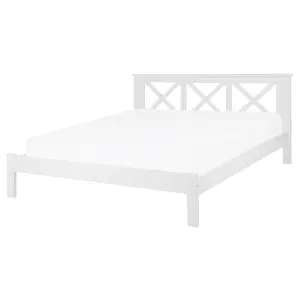 Wooden EU King Size Bed White TANNAY