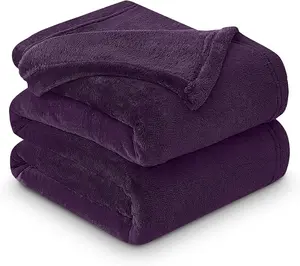 GC GAVENO CAVAILIA Luxury Faux Fur Throw 150x200 CM Aubergine Fleece Blanket for Double Bed & Sofa Bed