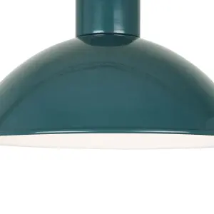 First Choice Lighting Domed Teal Green Easy Fit Metal Pendant Shade