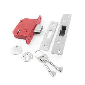 Dart Traditional Front Door Furniture & Lock Kit - Satin Chrome