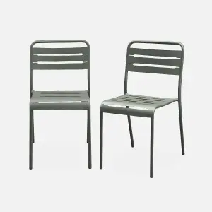 sweeek. Pair of steel garden chairs Amelia Khaki Green 44x52x79 cm