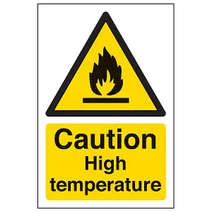 Caution High Temperature Warning Sign - Adhesive Vinyl 150x200mm (x3)