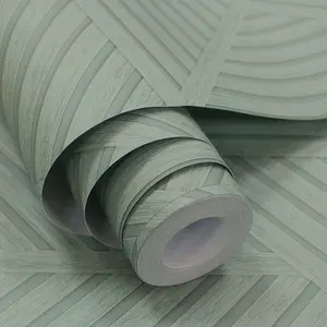 Wood Geometric Wallpaper Sage Holden 13200