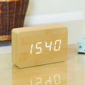 Sleek & Chic Modern Digital Birch Solid Wood Electric Alarm Tabletop Clock Beech