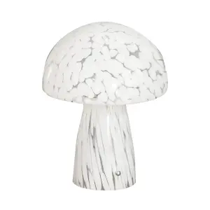 ValueLights Beau White Confetti Glass Mushroom Table Lamp with Tapered Lampshade - Bulb Included