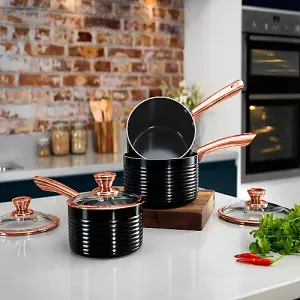 Tower LINEAR T800001RB 3 Piece Saucepan Set