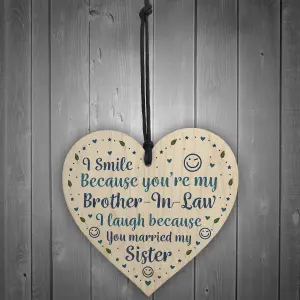 Red Ocean Funny Brother In Law Birthday Gift Wooden Heart Humour Brother Gift Keepsake Plaque