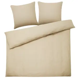 Duvet Cover Set AVONDALE 200 x 220 cm Cotton Sateen Beige