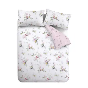 Catherine Lansfield Bedding Songbird Duvet Cover Set with Pillowcase Pink